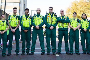 A group of St John Ambulance volunteers at a marathon.