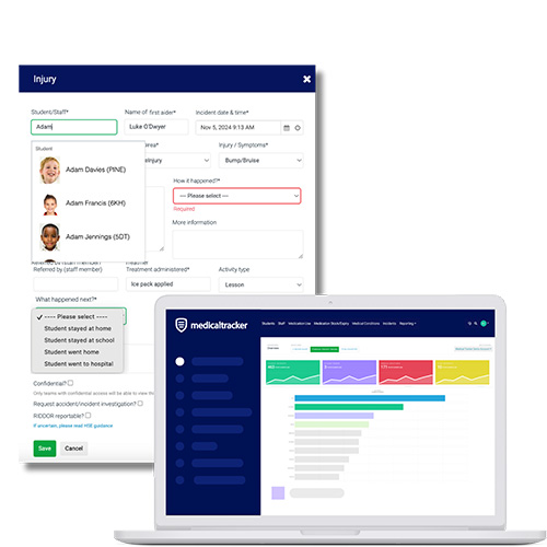 A teacher coming to the aid of a pupil.