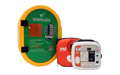 Defibsafe 2 Lockable Cabinet and iPAD SP1 Fully Automatic AED Bundle.