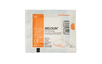 Pack of 5 5cm x 5cm Melolin Cushioned Dressing Pads Pack of 5 5cm x 5cm Melolin Cushioned Dressing Pads