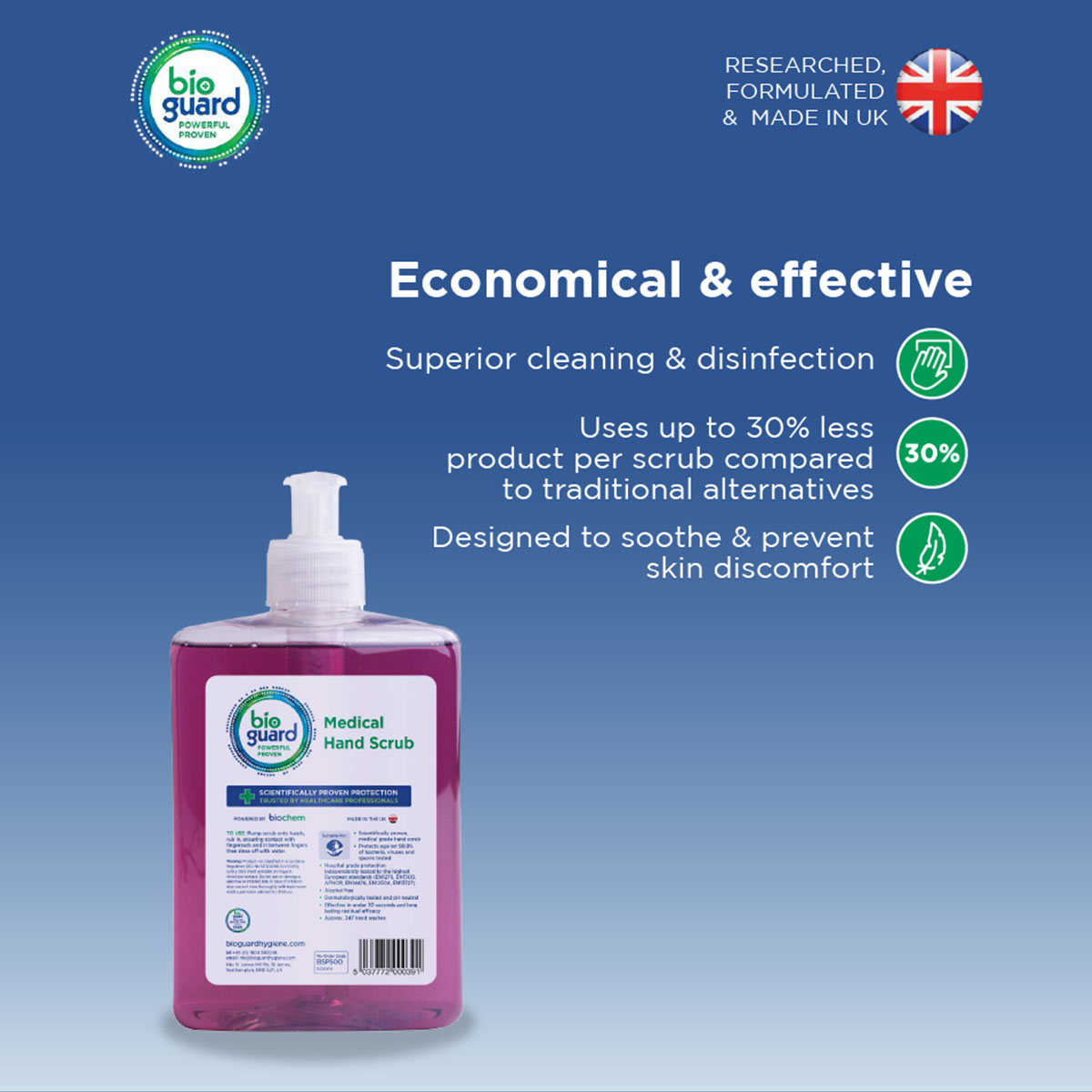 500ml Bioguard Medical Hand Scrub with Pump Dispenser