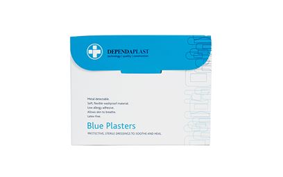 Box of 50 7.2cm x 5cm Blue Detectable Plasters Box of 50 7.2cm x 5cm Blue Detectable Plasters