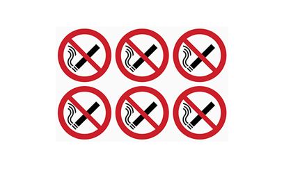 Sheet of 6 No Smoking Signs for Vehicles