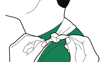 Elevation sling - tie two ends together in reef knot above collar bone