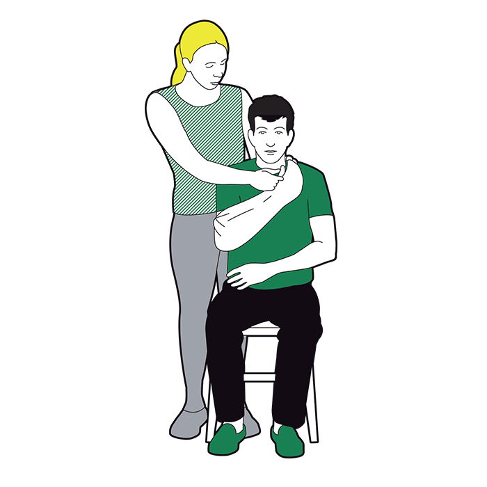 Elevation sling - check circulation in their thumb