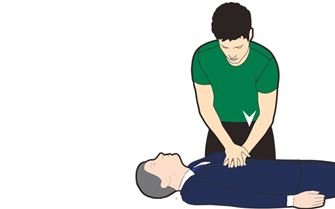 How to do CPR  on an adult illustration.