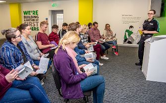 A class of students taking part in a health and safety course. A class of students taking part in a health and safety course.