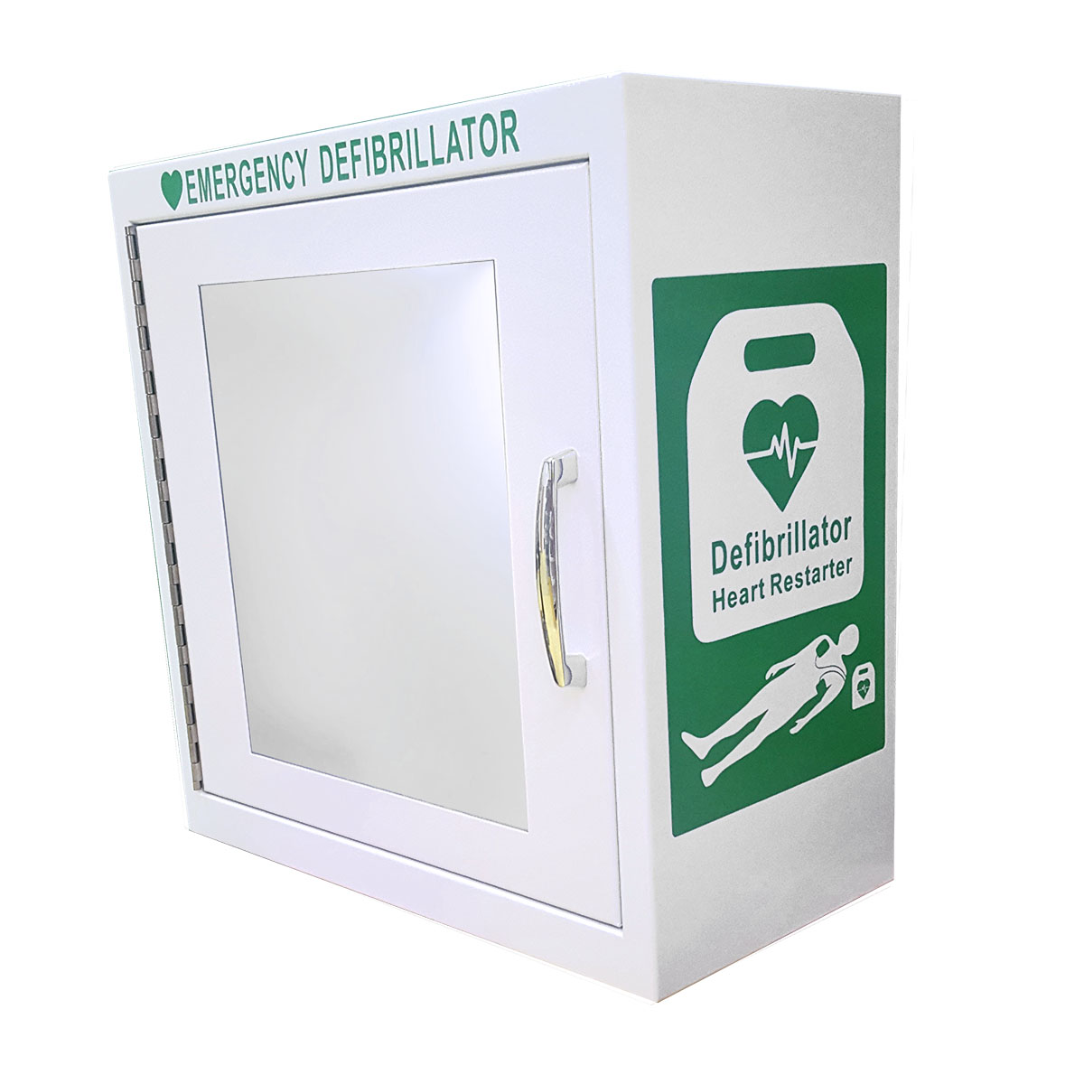 Unlocked Indoor Defibrillator AED Cabinet Alarmed – White