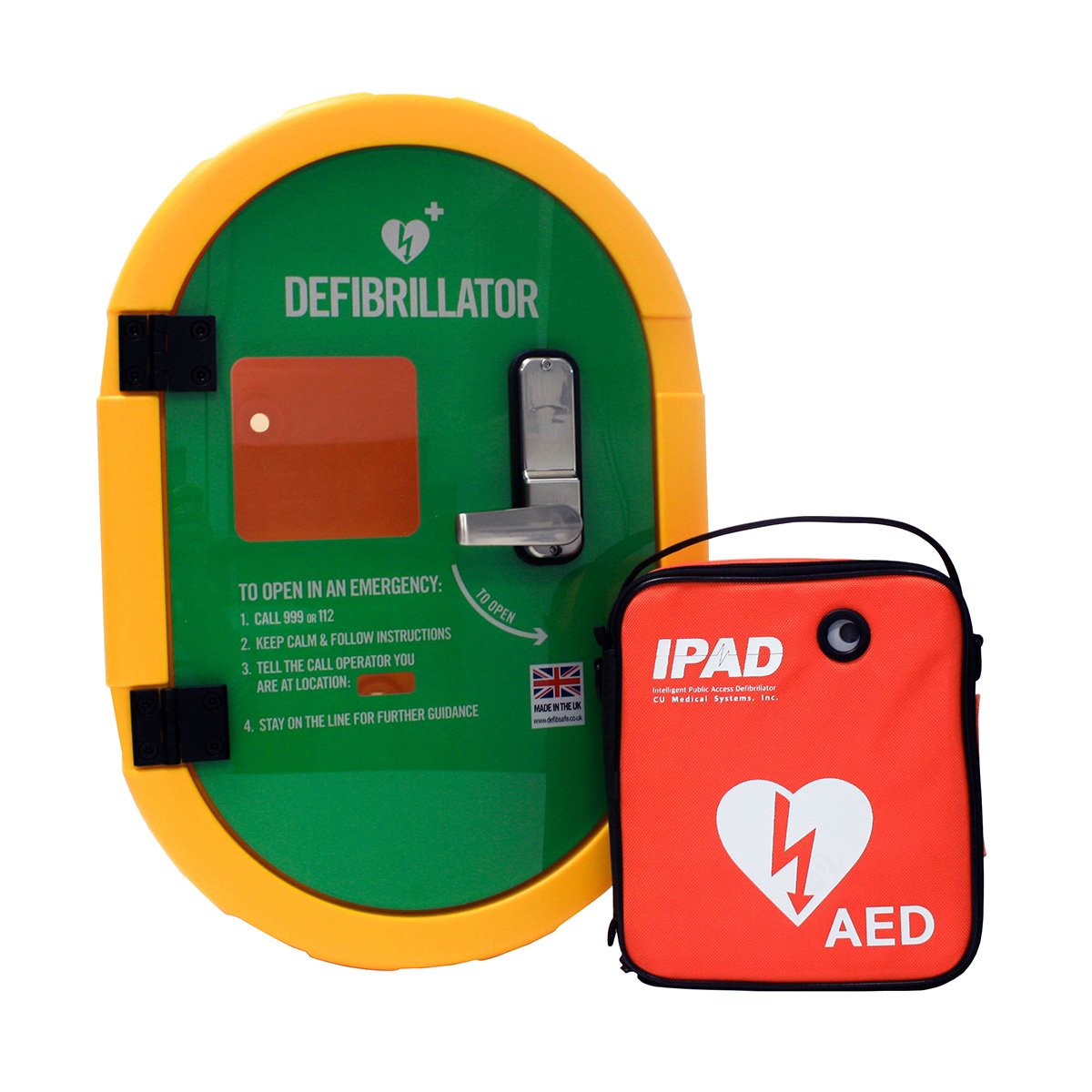 Defibsafe 2 Unlocked Cabinet and NFK200 Semi-Automatic AED Bundle