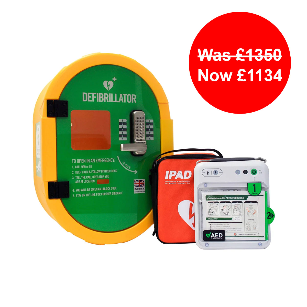 Defibsafe 2 Locked Cabinet and NFK200 Semi-Automatic AED Bundle