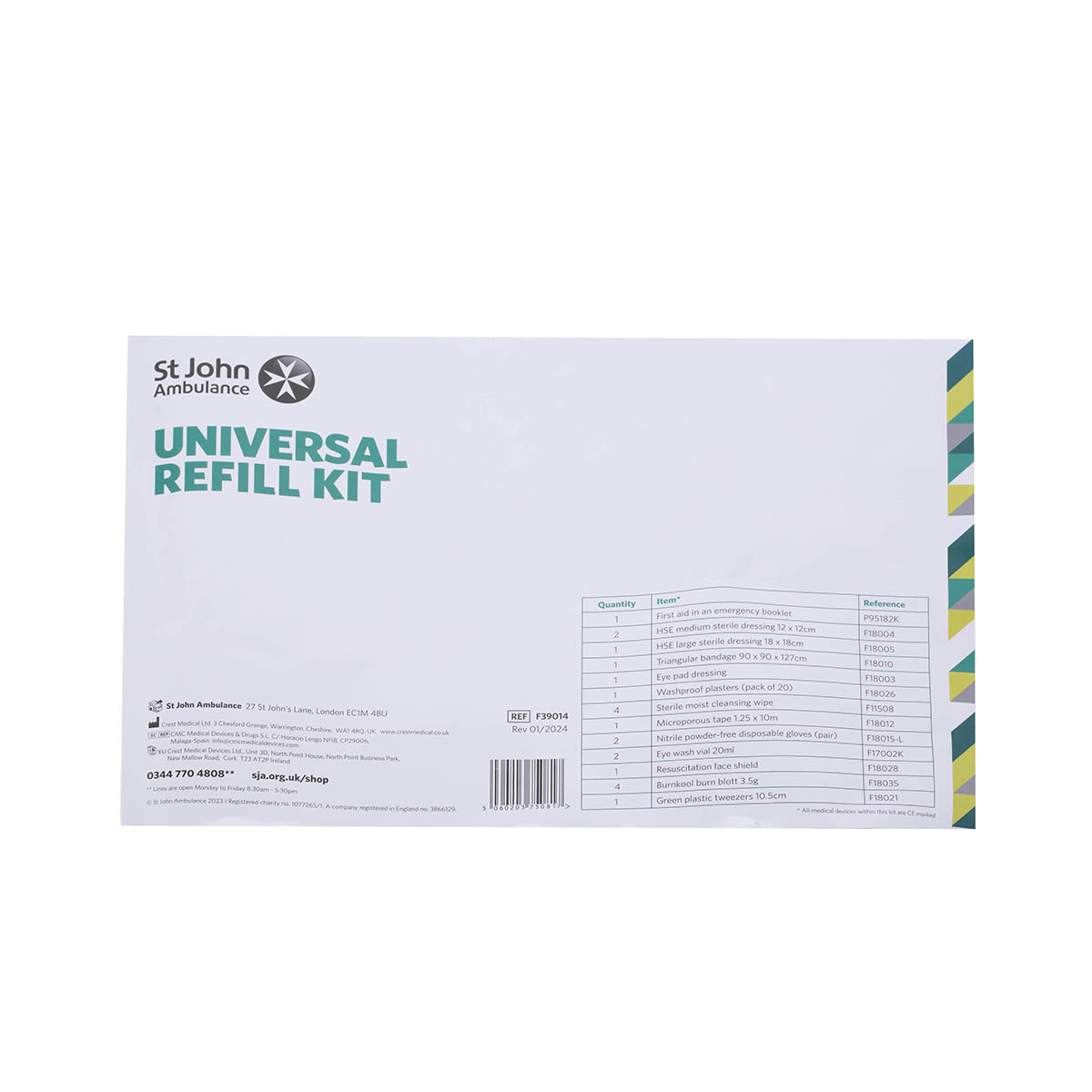 St John Ambulance Universal First Aid Kit Refill