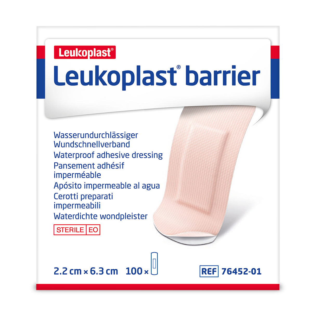 Pack of 100 2.2 x 6.3cm Leukoplast Barrier Plasters