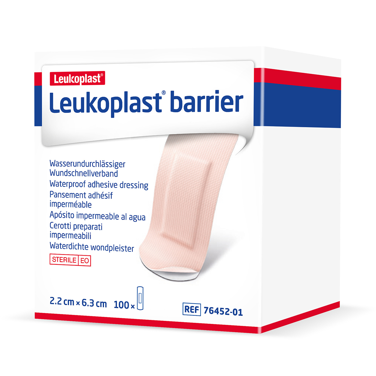 Pack of 100 2.2 x 6.3cm Leukoplast Barrier Plasters