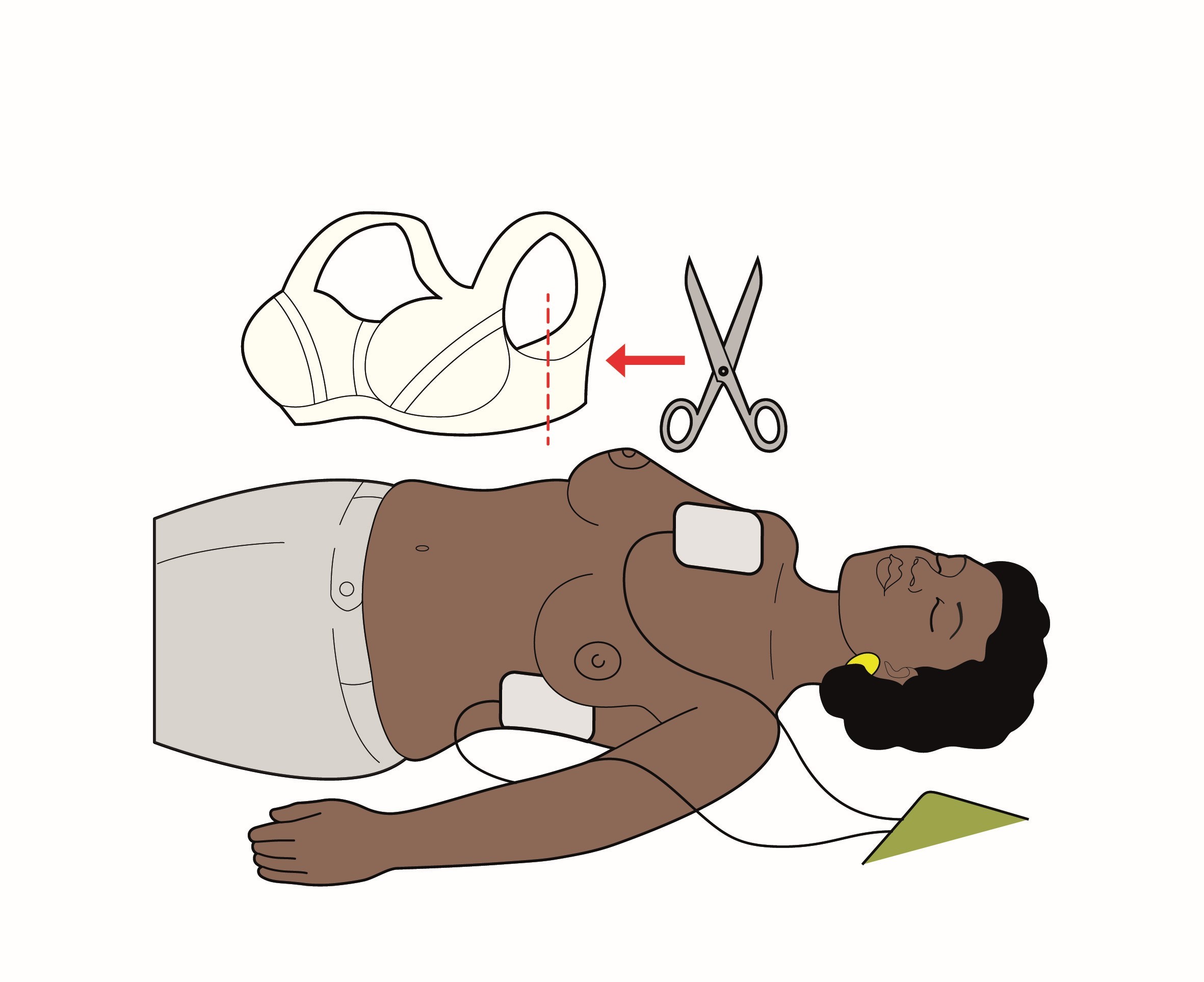 Removing clothing for AED