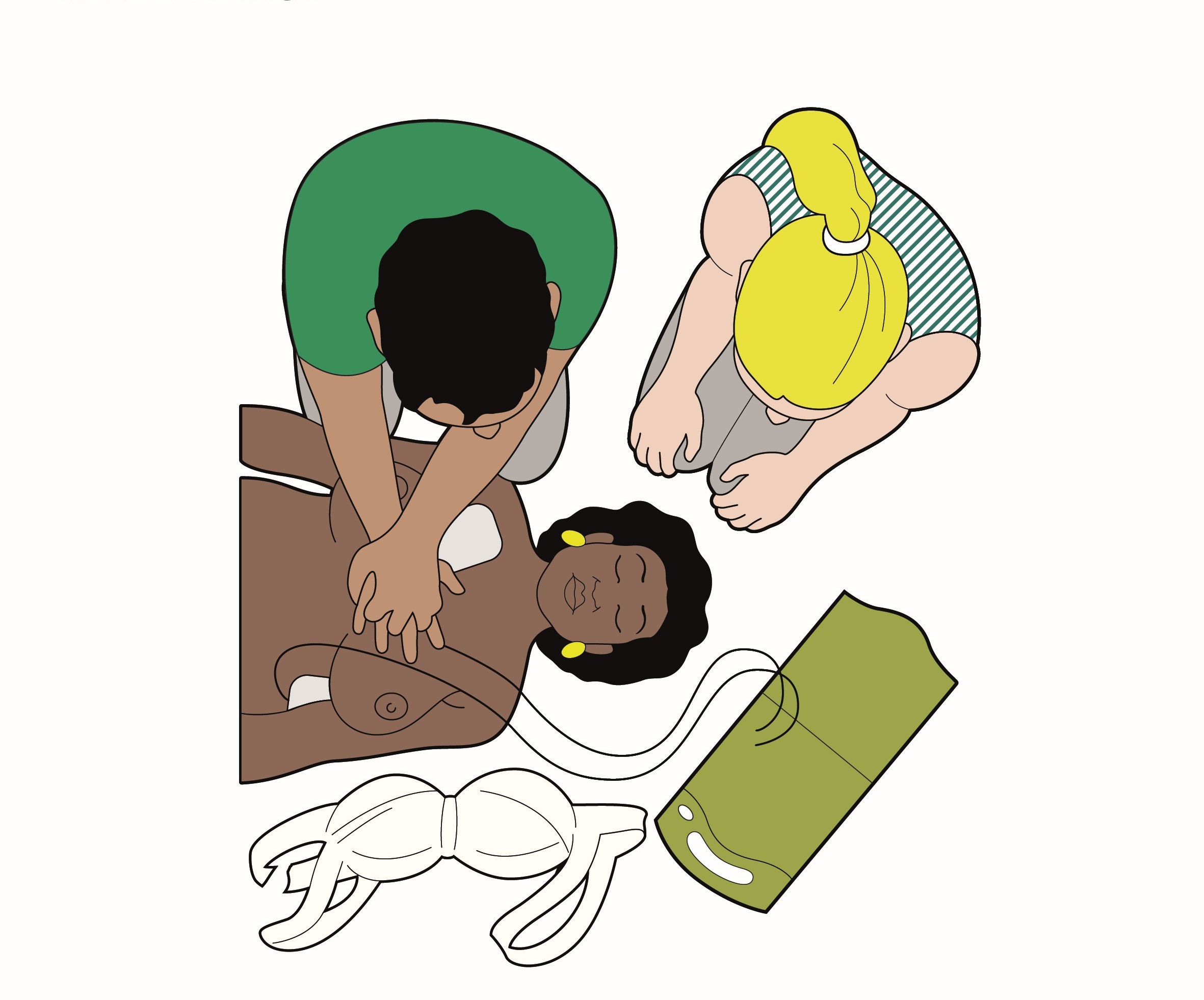 Woman with AED attached